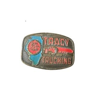 Vintage Belt Buckle Tracy Trucking Company‎ 35th Year Ad Hatters Brand